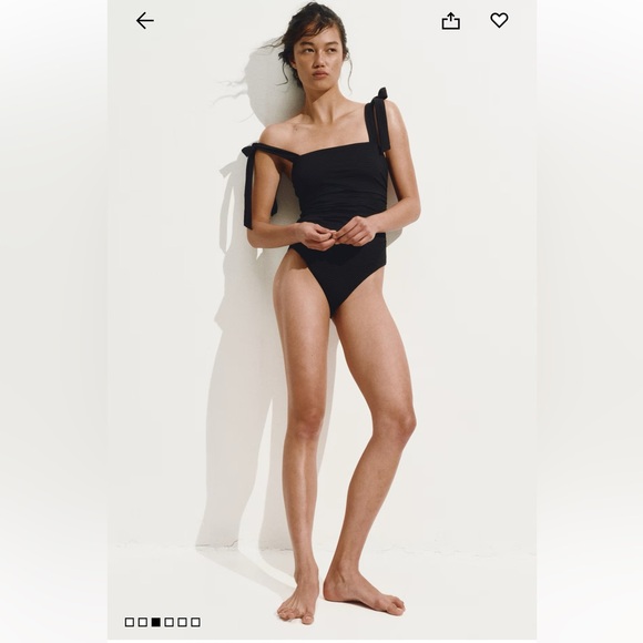 H&M Black Tie-Strap One Piece Swimsuit - NWT - Picture 4 of 5